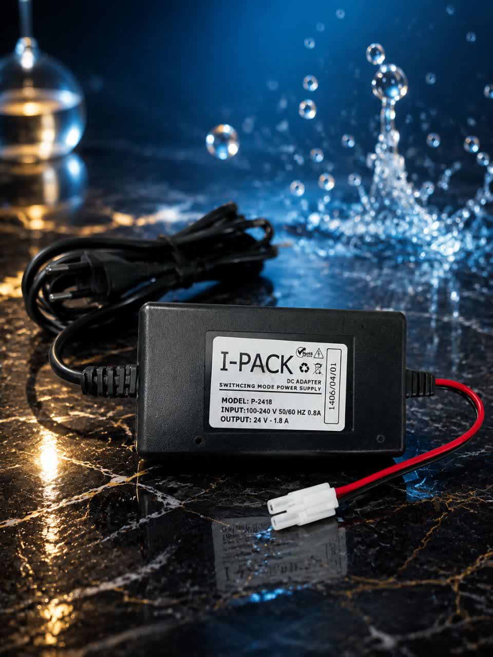آداپتور برق مشکی AC/DC با کابل دوشاخه و خروجی 2 پین